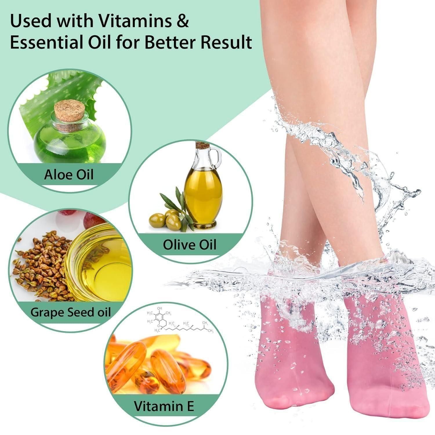 Silicone Moisturizing Aloe Socks for Dry Cracked Feet Anti Slip Spa Gel Socks Pack of 2 Pair