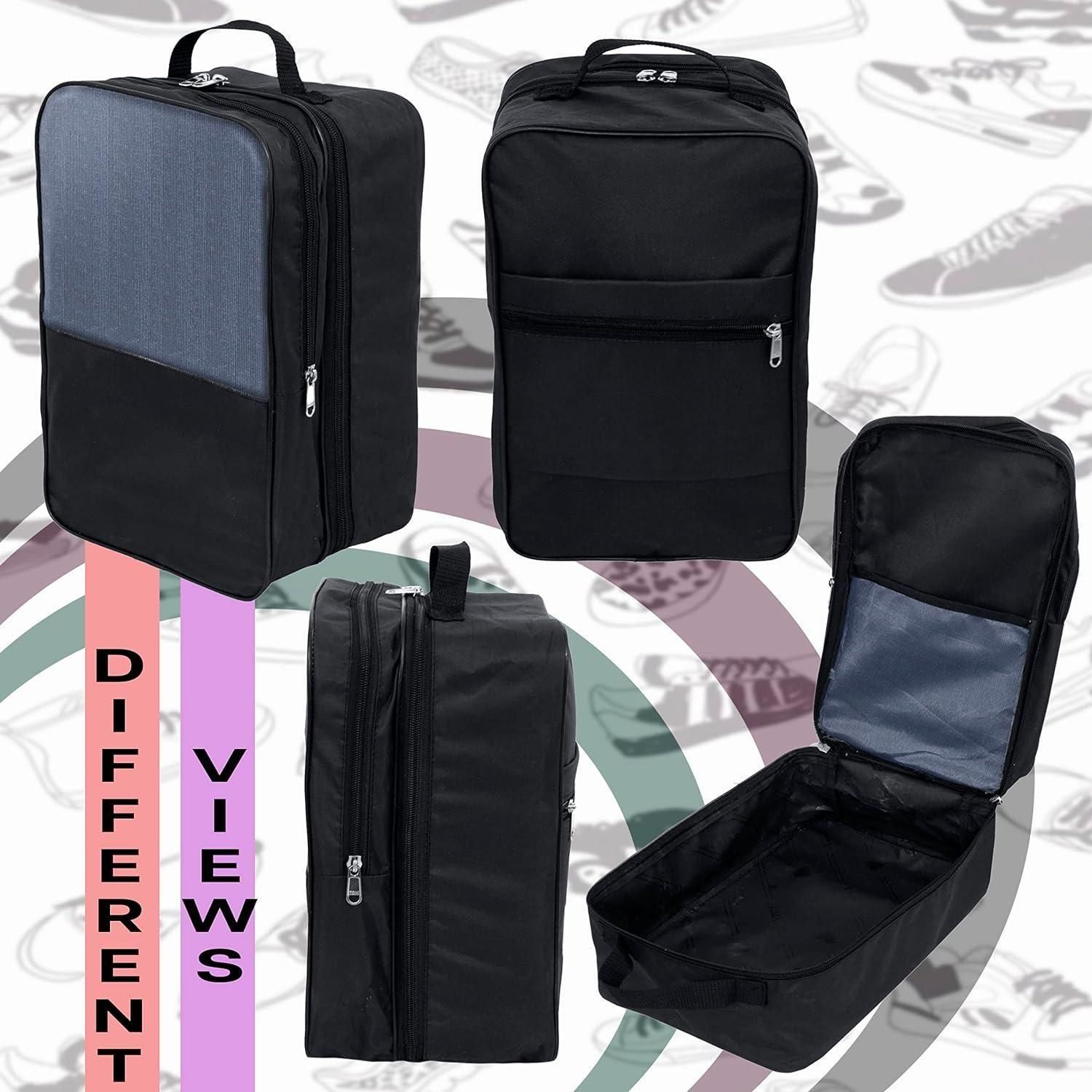 Multipurpose Portable Storage Bag Waterproof Travel Shoe Bag Organizer with 3 Layers Black