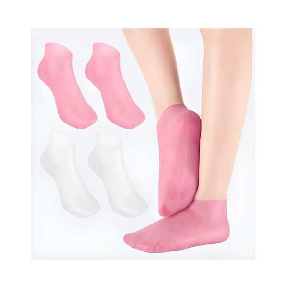 Silicone Moisturizing Aloe Socks for Dry Cracked Feet Anti Slip Spa Gel Socks Pack of 2 Pair