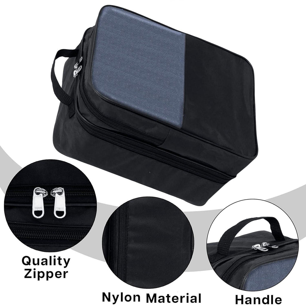 Multipurpose Portable Storage Bag Waterproof Travel Shoe Bag Organizer with 3 Layers Black